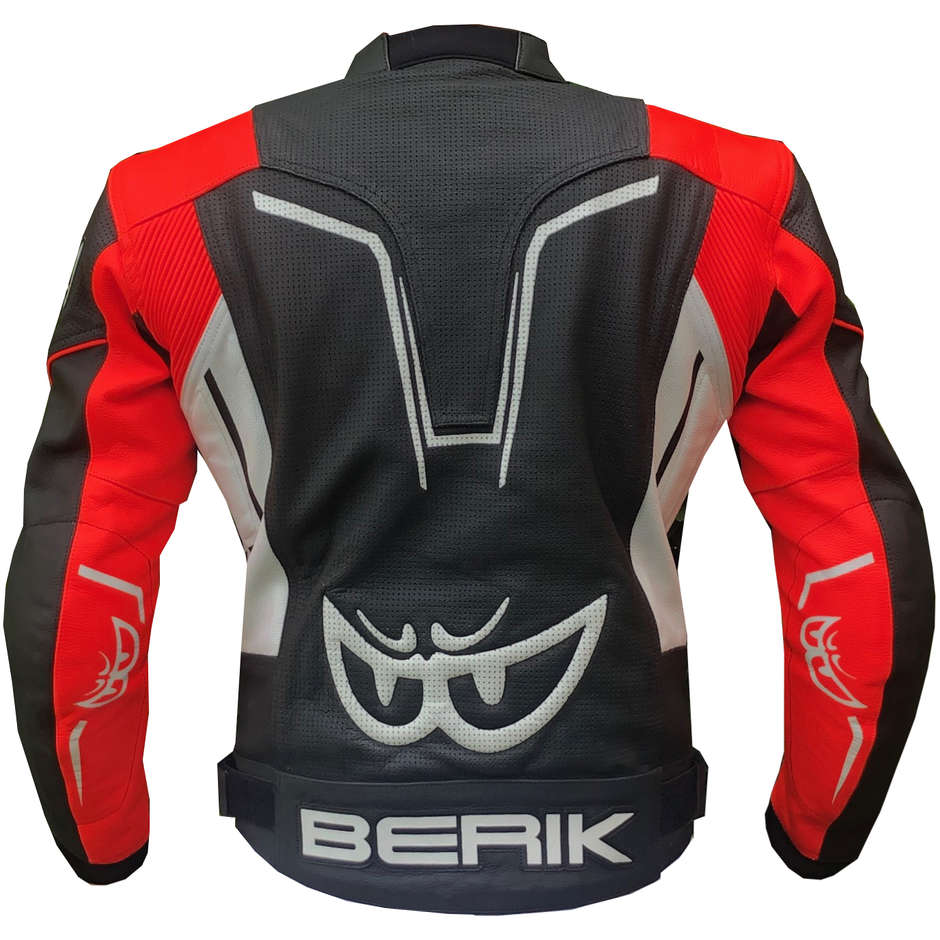 Veste de moto technique Berik 2.0 en cuir LJ 181334-A Sport Noir Rouge Blanc