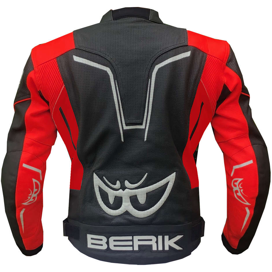 Veste de moto technique Berik 2.0 en cuir LJ 181334-A Sport Red Black