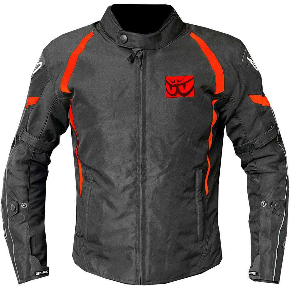 Veste de moto technique Berik 2.0 NJ-223301-EL WP, noir, rouge fluo