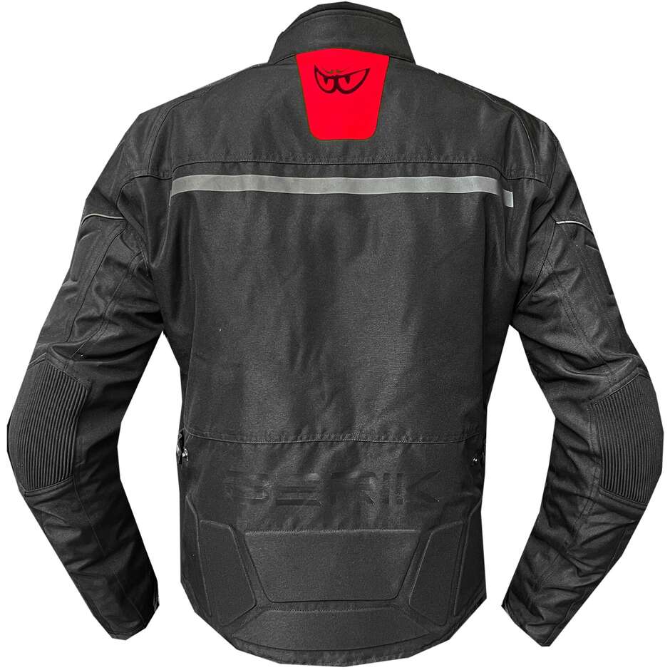 Veste de moto technique Berik 2.0 NJ-223301-EL WP, noir, rouge fluo