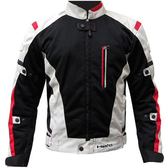 Veste de moto technique d'été Hero Traforato 874 blanc noir rouge