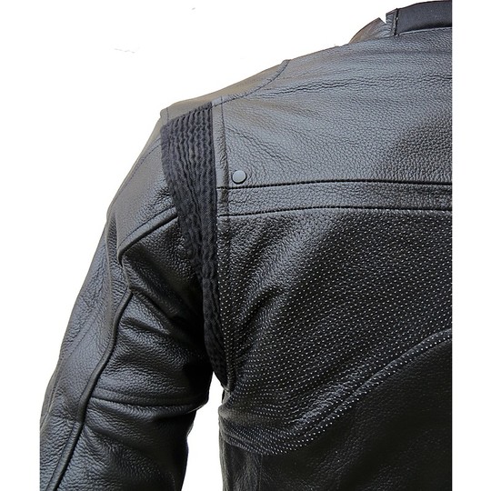 Veste de moto technique en cuir souple noir panthère noir