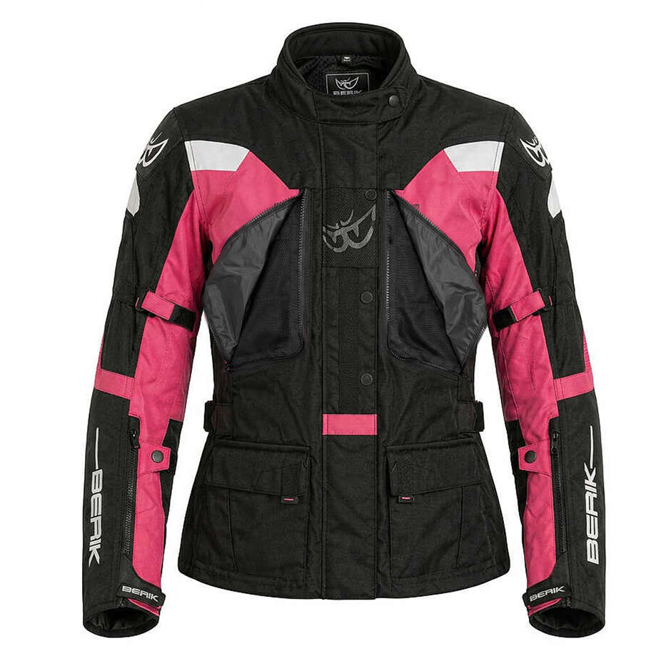 Veste de moto technique femme Berik 2.0 Adventure NJ-253328L, noir/fuchsia
