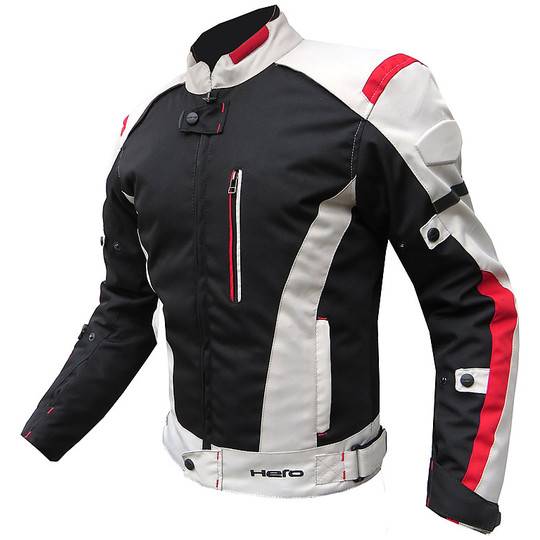 Veste de moto technique Hero HR870 étanche noir gris rouge