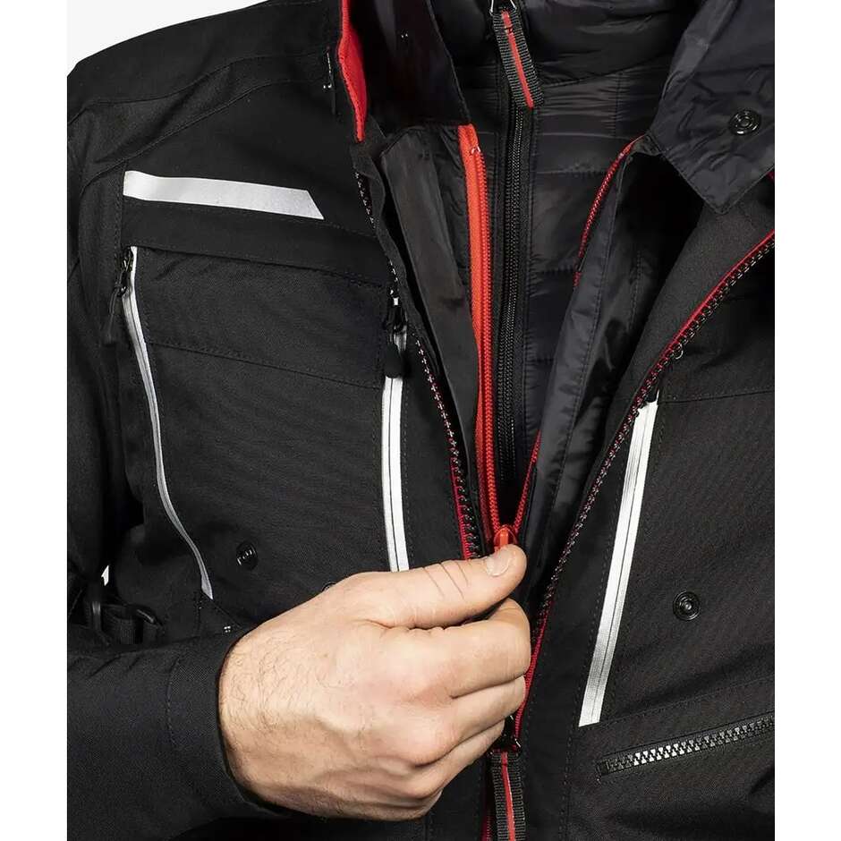 Veste de moto technique Moto Guzzi Adventure Touring noire et rouge