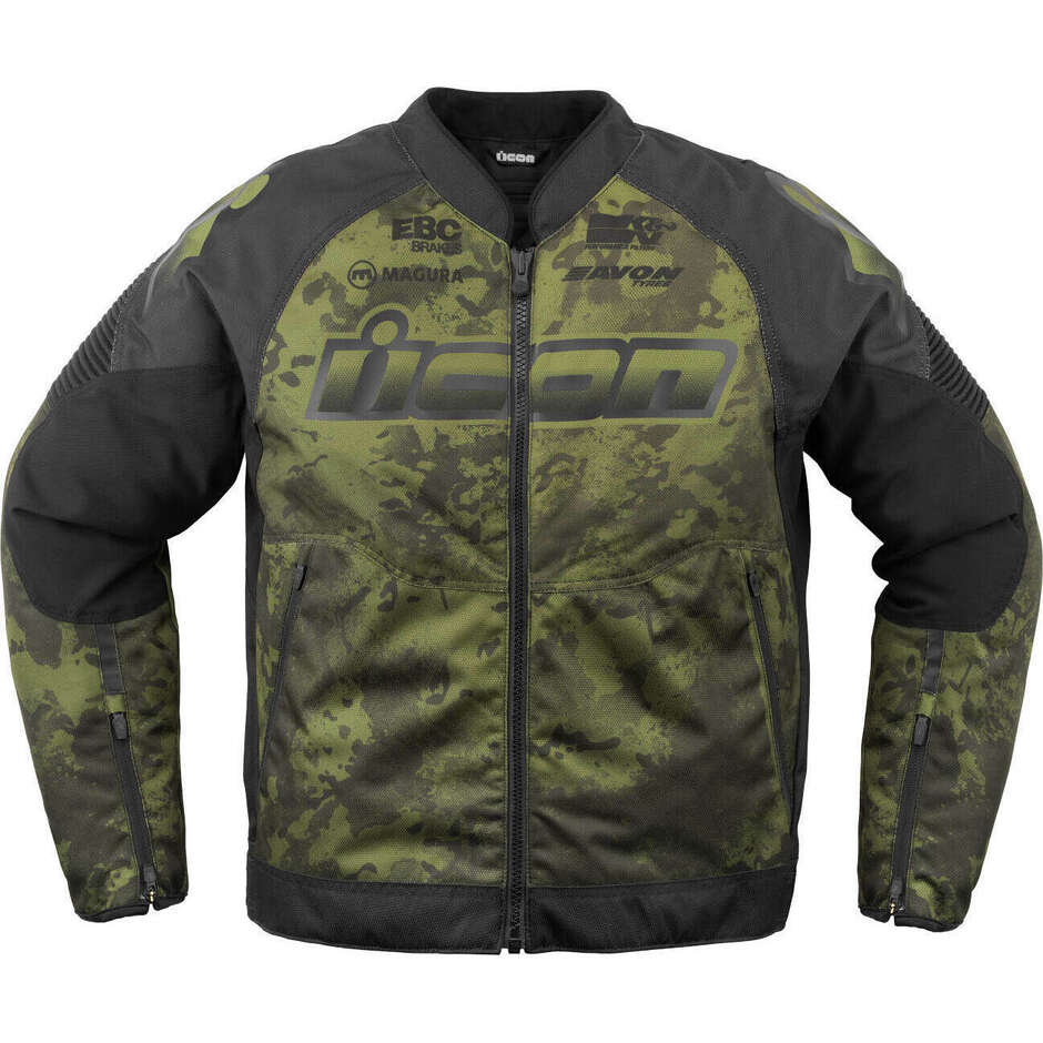 Veste de moto verte Icon OVERLORD3 Magnacross CE