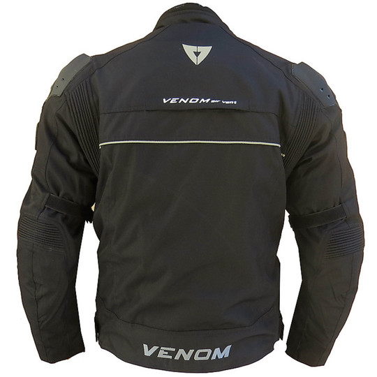 Veste de moto Veste en tissu Venom Racer trois couches noir avec plaques