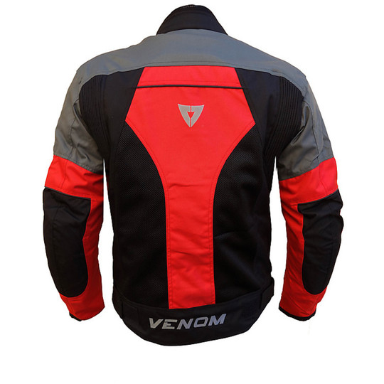 Veste de moto Veste en tissu Venom Sport Mesh trois couches perforé noir gris rouge