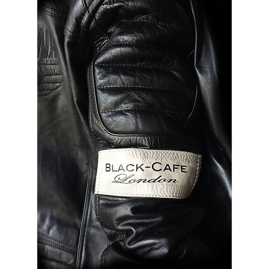 Veste en cuir moto noir Vintage Cafè London noir