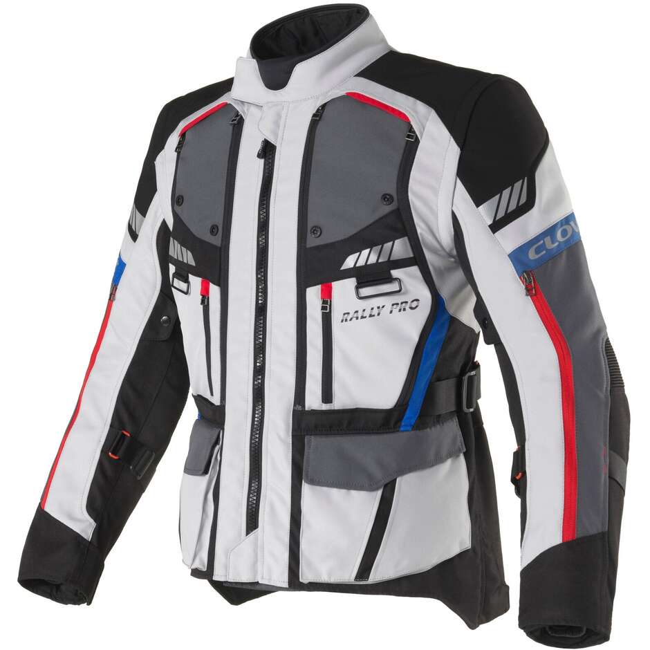 Veste moto Clover RALLY PRO WP Noir Gris Bleu Rouge
