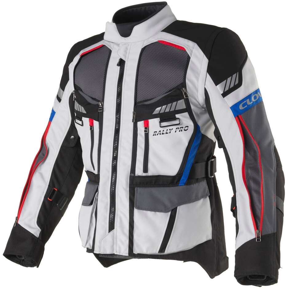 Veste moto Clover RALLY PRO WP Noir Gris Bleu Rouge