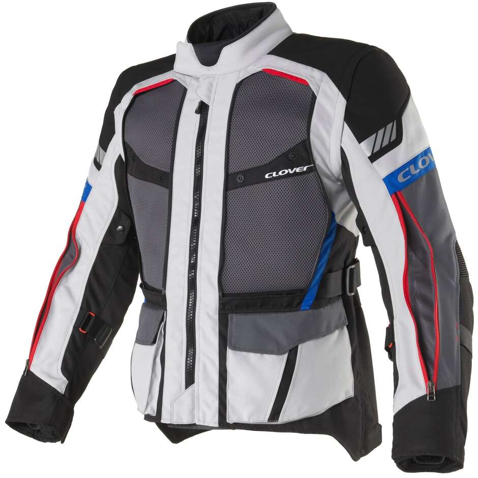 Veste moto Clover RALLY PRO WP Noir Gris Bleu Rouge