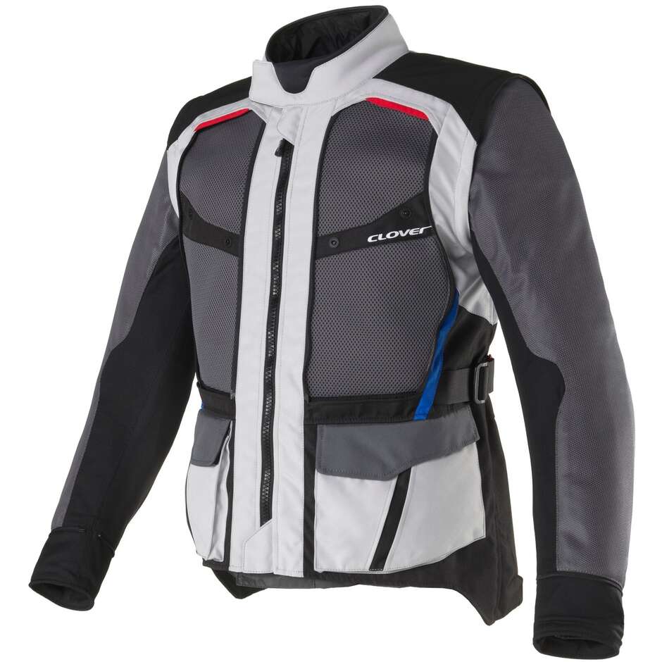 Veste moto Clover RALLY PRO WP Noir Gris Bleu Rouge