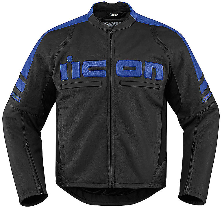 Veste moto en cuir Icon MOTORHEAD2 Bleu Vente en Ligne - Outletmoto.eu