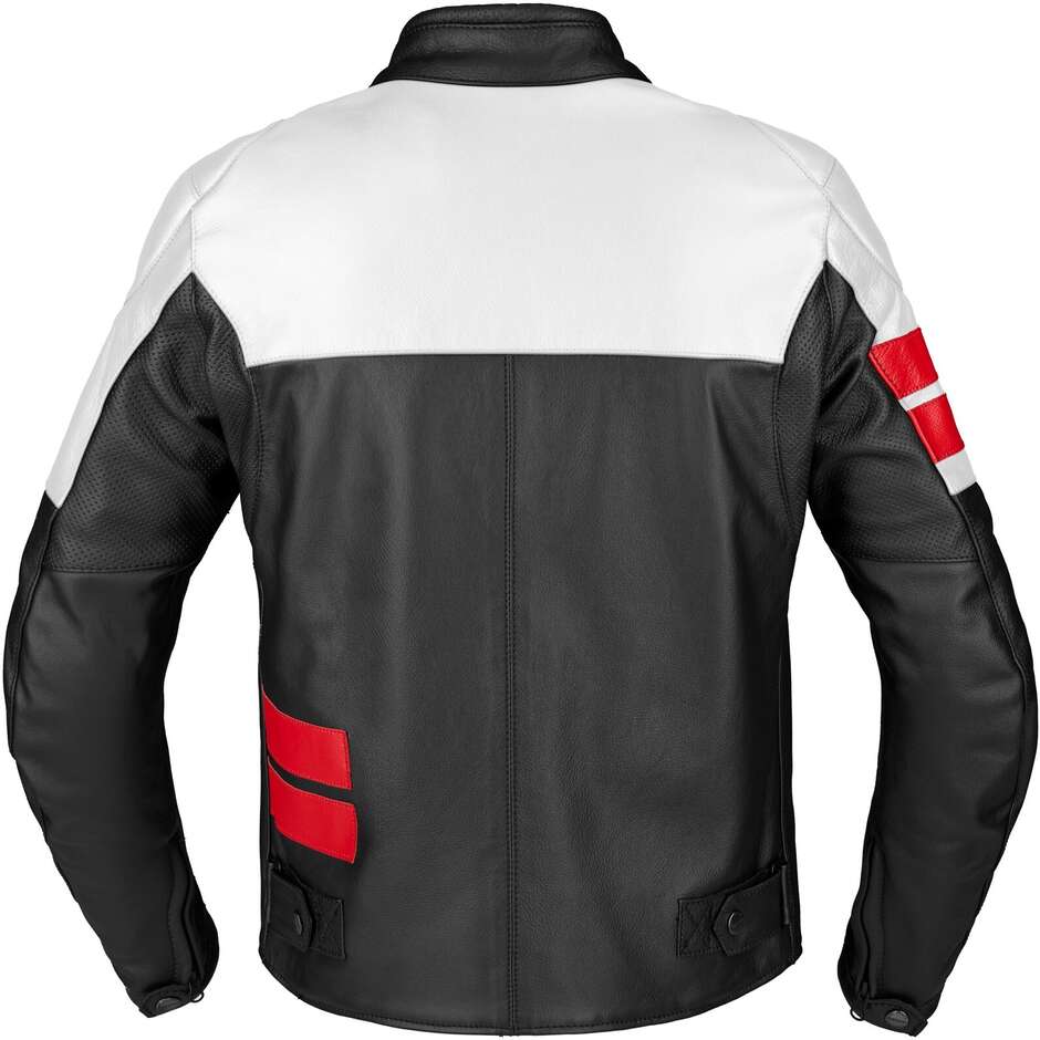 Veste moto en cuir Spidi ROAR Blanc Noir Rouge