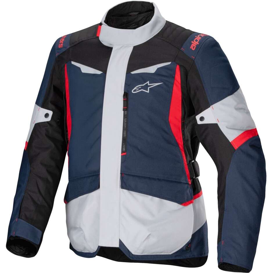 Veste moto en tissu Alpinestars ST-1 WATERPROOF bleu foncé noir rouge vif