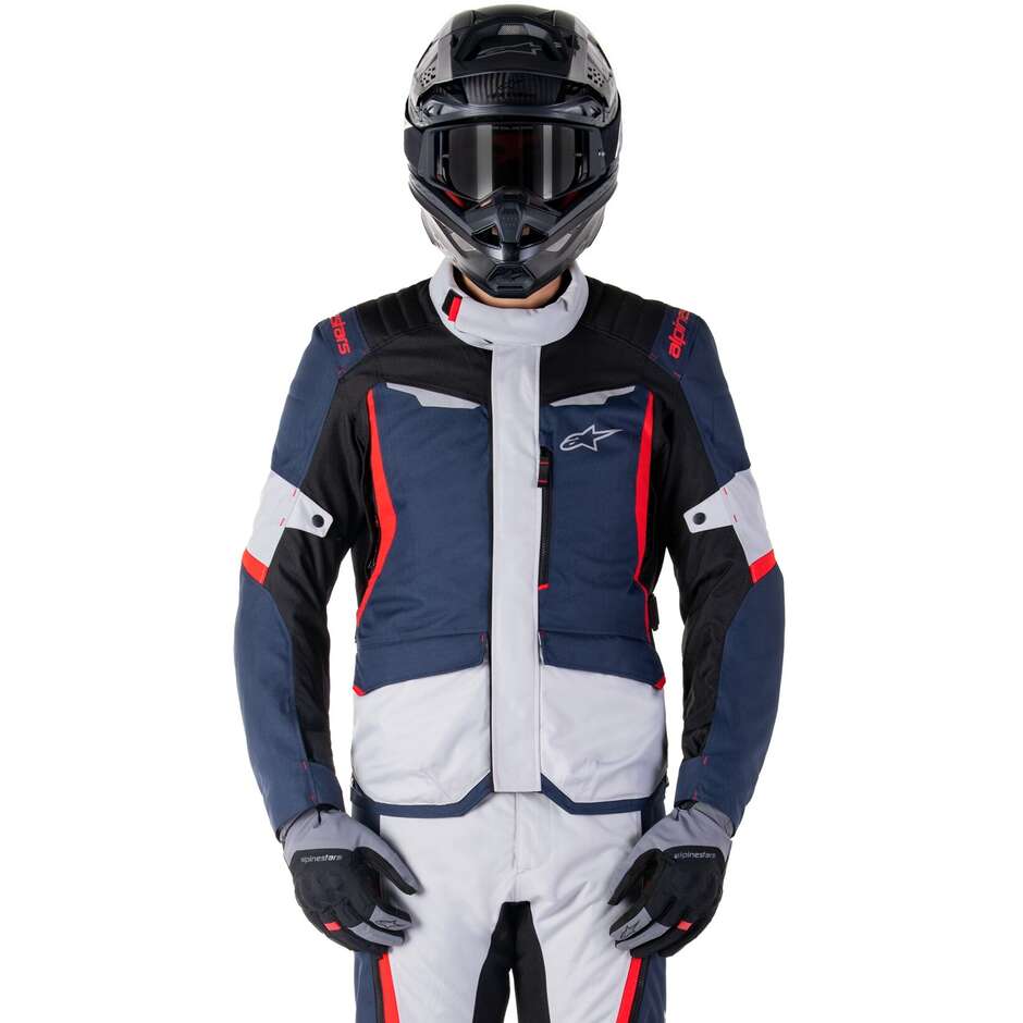 Veste moto en tissu Alpinestars ST-1 WATERPROOF bleu foncé noir rouge vif