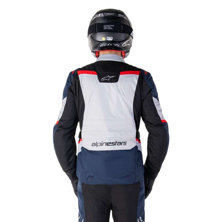 Veste moto en tissu Alpinestars ST-1 WATERPROOF bleu foncé noir rouge vif