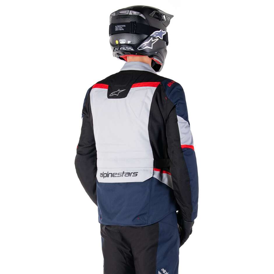 Veste moto en tissu Alpinestars ST-1 WATERPROOF bleu foncé noir rouge vif