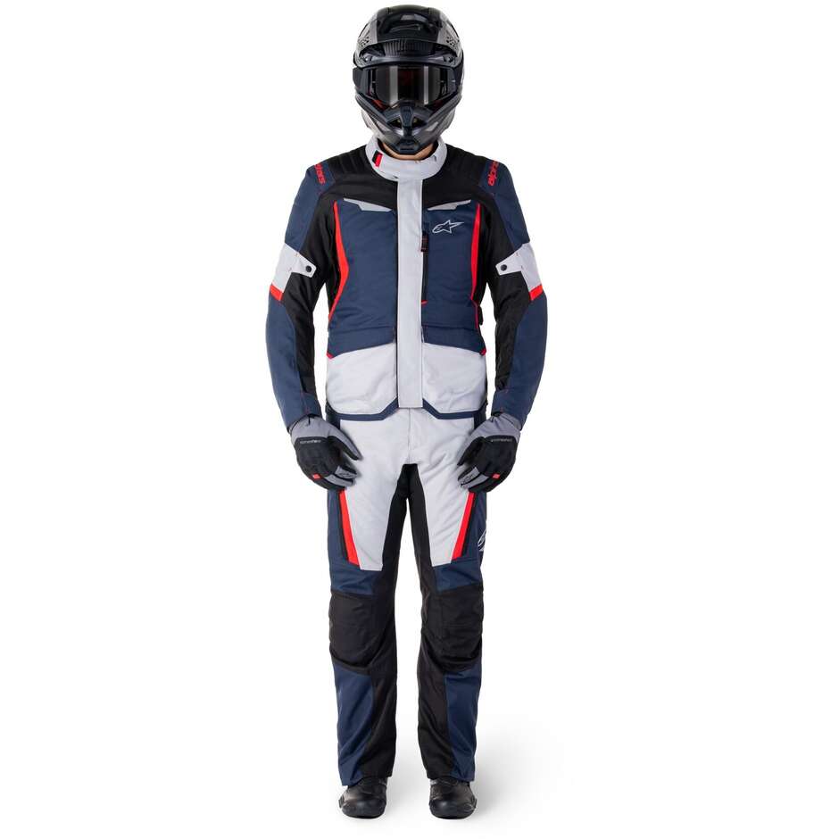 Veste moto en tissu Alpinestars ST-1 WATERPROOF bleu foncé noir rouge vif