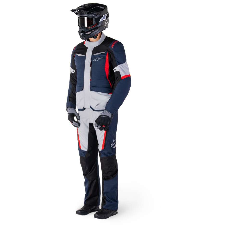 Veste moto en tissu Alpinestars ST-1 WATERPROOF bleu foncé noir rouge vif