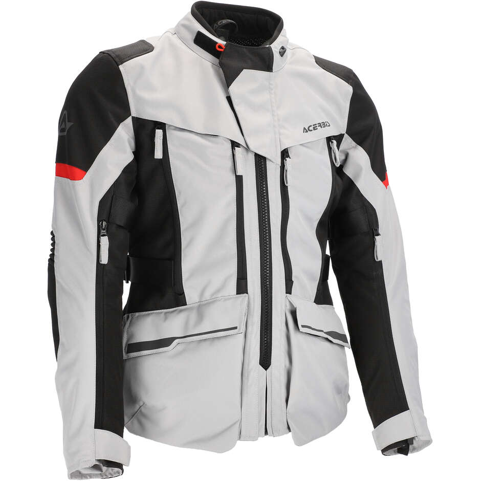 Veste moto femme Acerbis CE X-ROVER Gris/Rouge