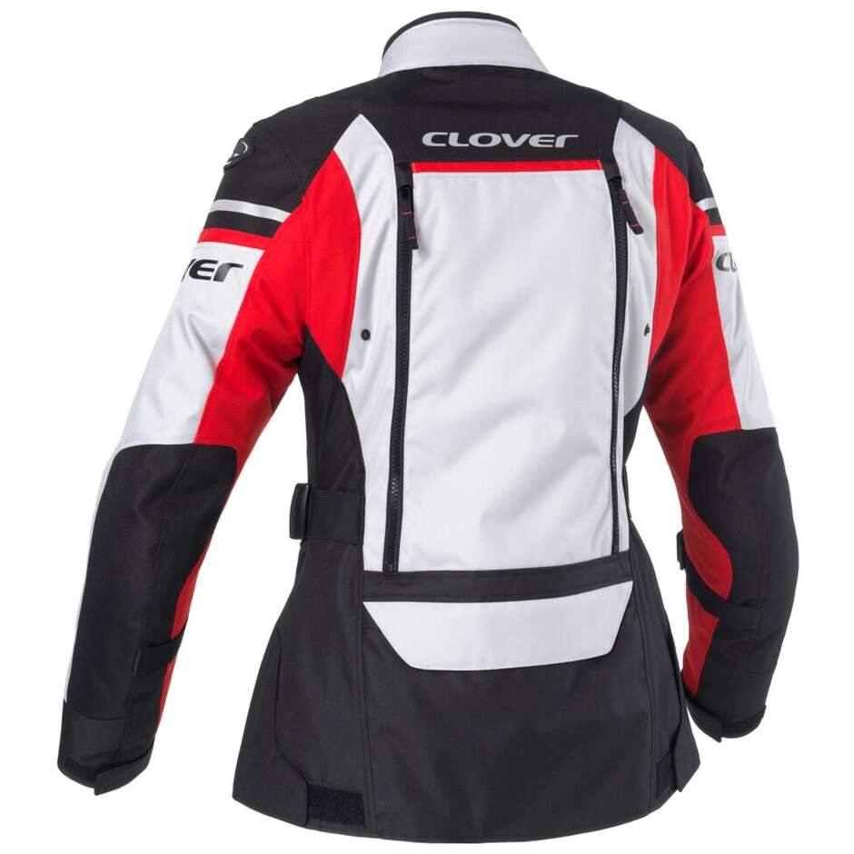 Veste moto femme Clover OUTLAND 2 LADY WP Gris Rouge Noir