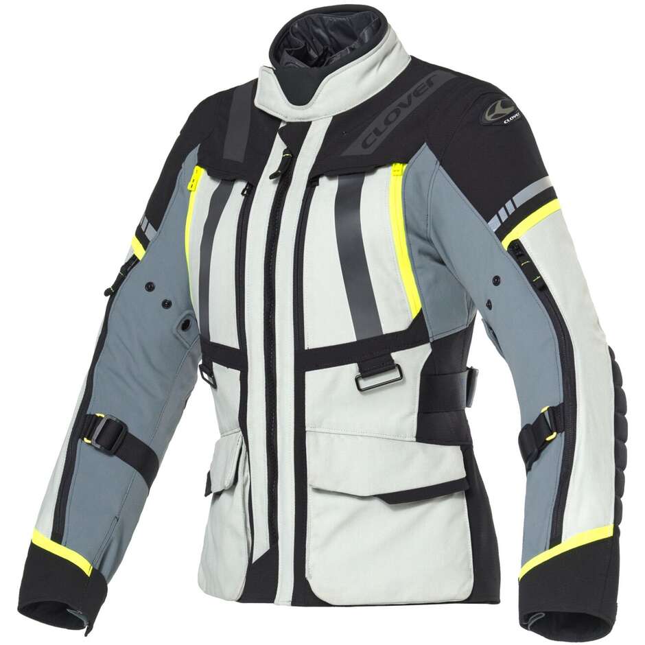 Veste moto femme Clover SAVANA 4 WP LADY Gris Jaune