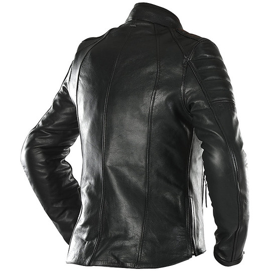 Veste moto femme en cuir superposé certifié TINA noir