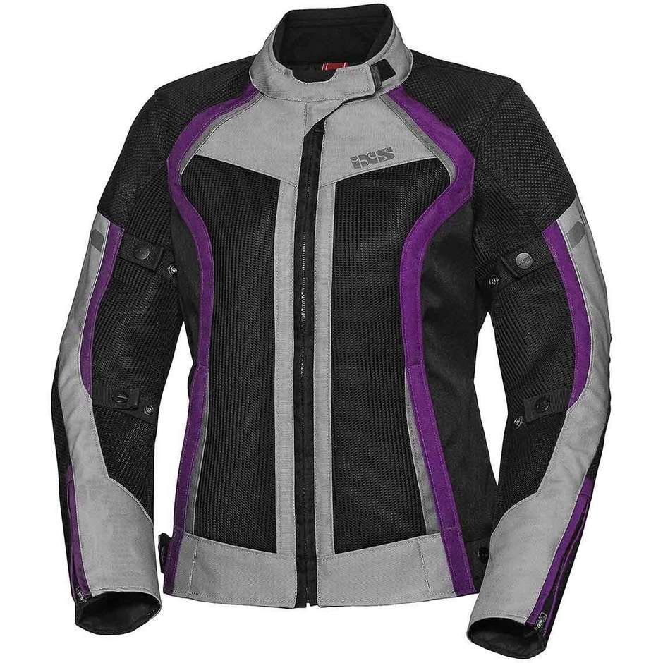 Veste moto femme en tissu d'été Ixs SPORT RS-ANDORRA-AIR noir gris violet