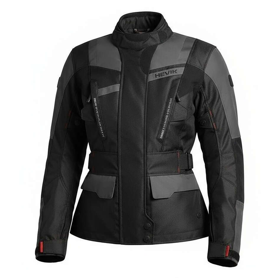 Veste Moto Femme En Tissu Hevik Touring STELVIO Lady Ligth Noir Gris