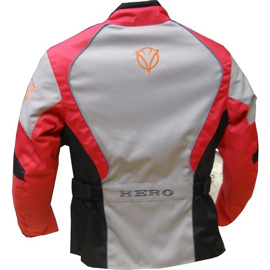 Veste moto femme Hero en tissu technique 4 saisons 1008 KANJI blanc rouge