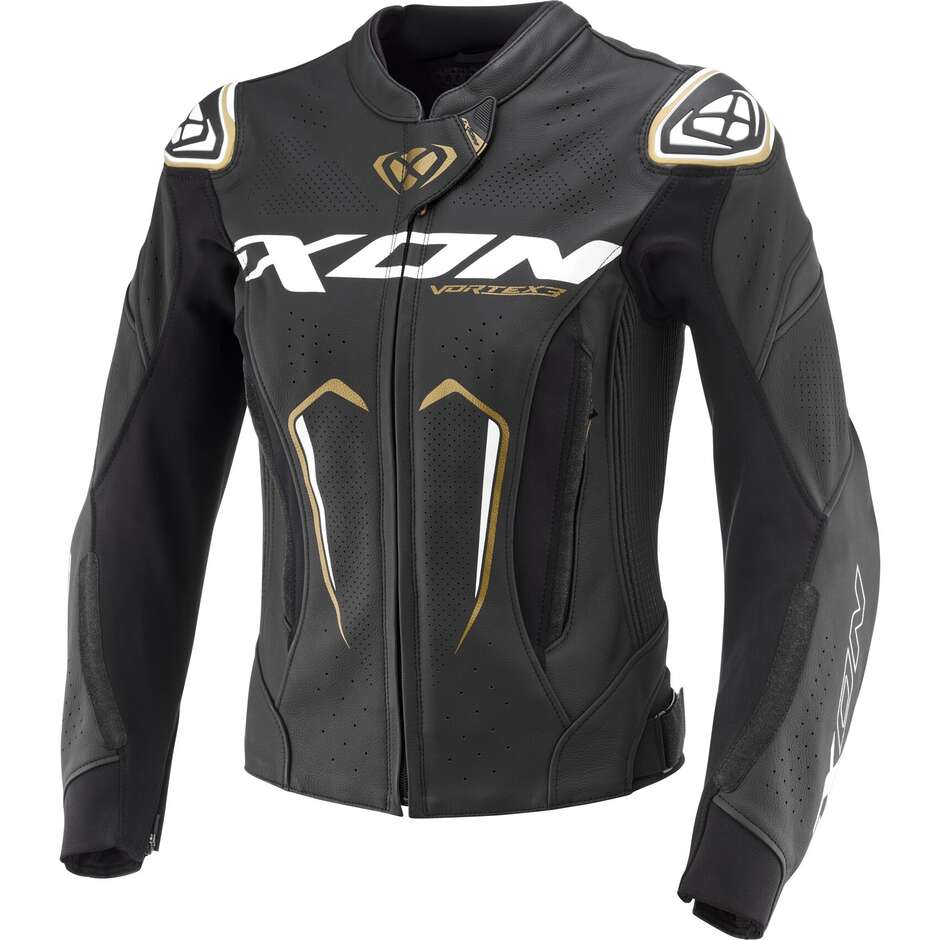 Veste moto femme Ixon VORTEX 3 JKT L Noir Blanc Or