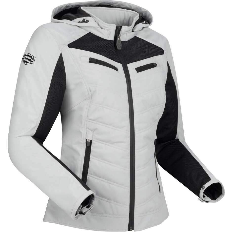 Veste moto femme Segura LADY NATCHO VENTED, gris clair et blanc