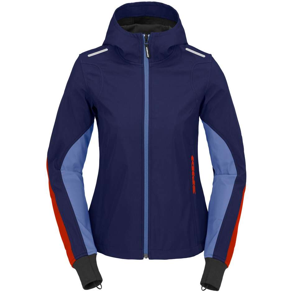 Veste moto femme Spidi HOODIE ARMOR LIGHT LADY bleu marine rouge