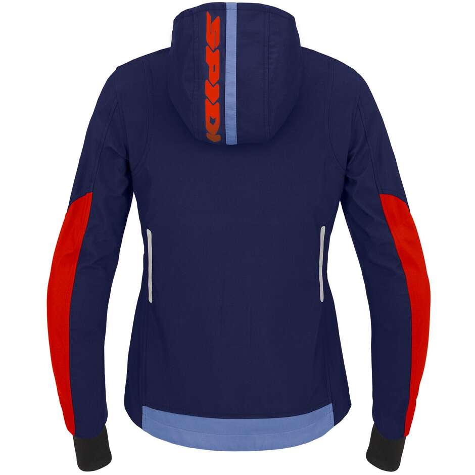 Veste moto femme Spidi HOODIE ARMOR LIGHT LADY bleu marine rouge