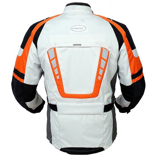 Veste moto Hero en tissu technique 4 saisons HR 897 blanc orange amovible