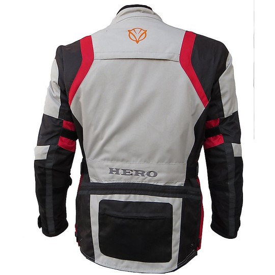 Veste moto Hero en tissu technique 4 saisons HR 899 blanc noir rouge