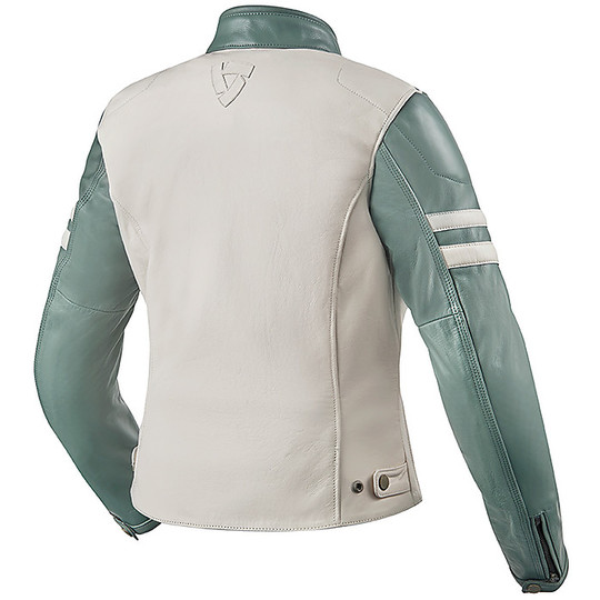 Veste moto pour femme en cuir Custom Rev'it MERIDIAN LADIES Blanc Vert