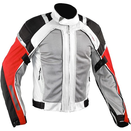 Veste moto tissu A-Pro Evo 4 Seasons Aerotech blanc / rouge
