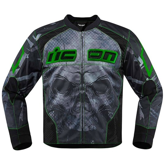 Veste technique moto Icon Jacket en tissu Overlord vert Reaver