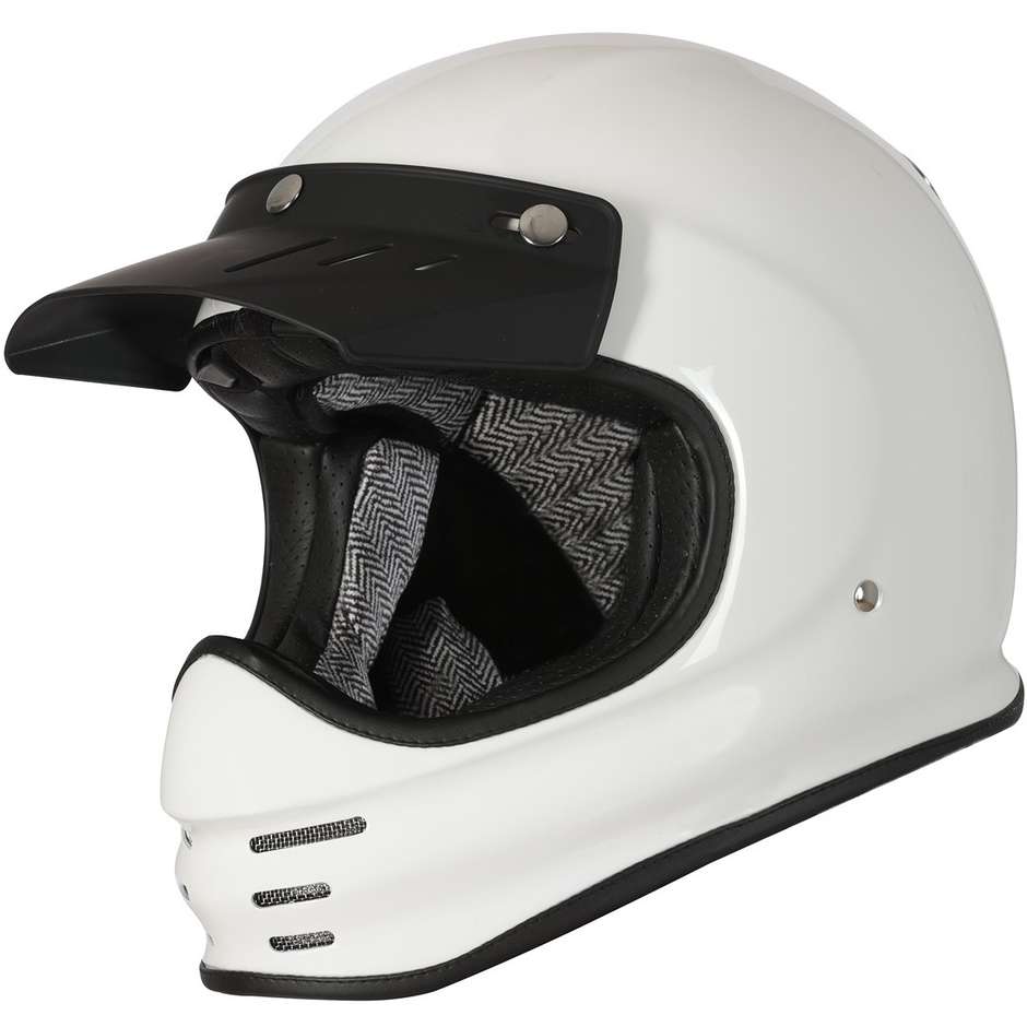 Vintage 70s Integral Motorcycle Helmet Origin VIRGO DISTINGUISHED Glossy White