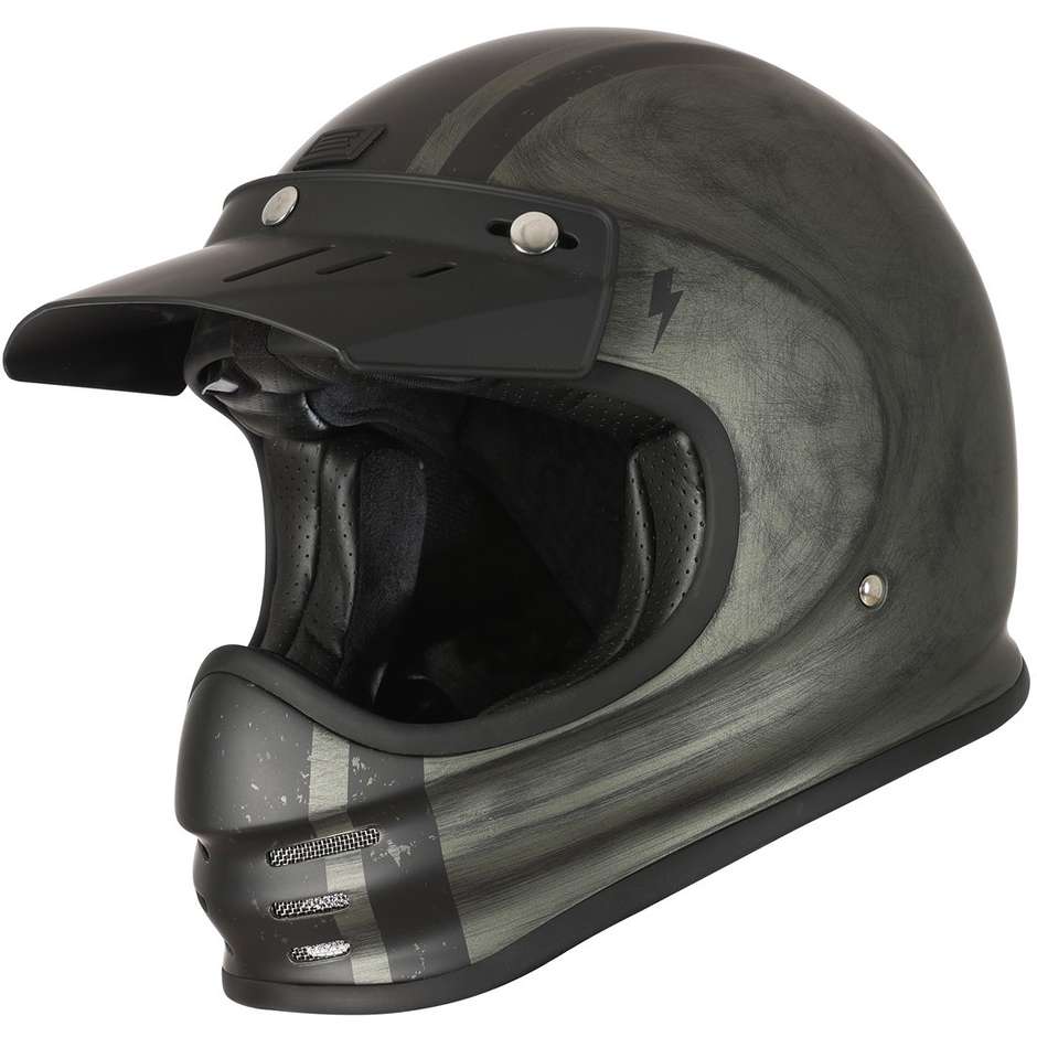 Vintage 70s Integral Motorcycle Helmet Origin VIRGO SPEED Matt Black Army Green