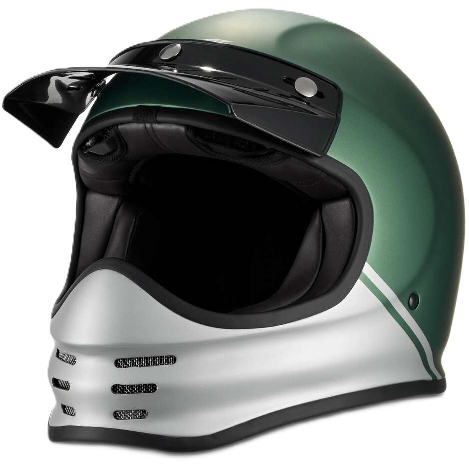 Vintage Adventure Motorradhelm Moto Guzzi MG Jubiläum 22.05 Grün Grau
