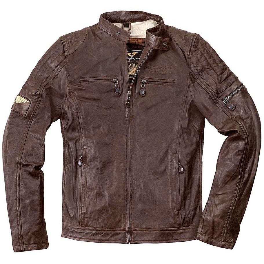 Vintage Black Cafè London LJ10676 Brown Brown Leather Motorcycle Jacket