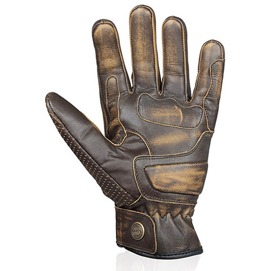 Vintage Brown Darts Max Certified Leather Motorcycle Gloves