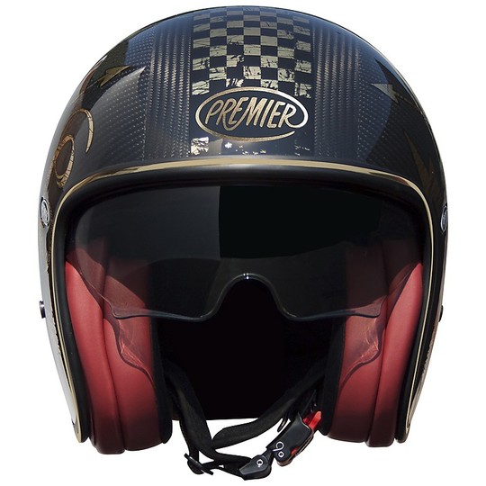 Vintage Carbon Jet Motorcycle Helmet Premier VINTAGE EVO Carbon NX GOLD CHROMED