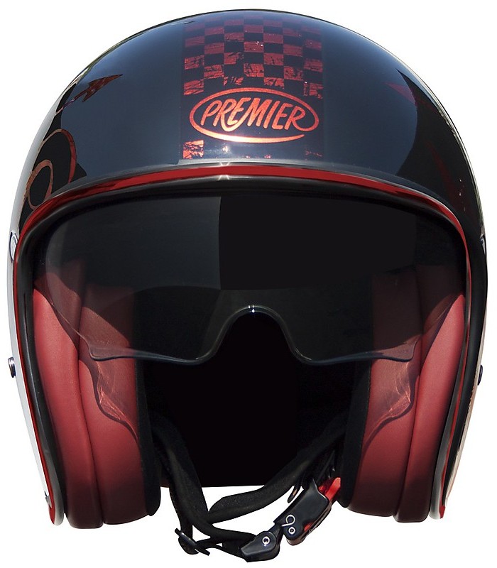 VINTAGE EVO NX Vintage Fiber Optic Jet Helmet Red Chromed Black