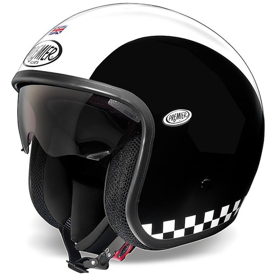VINTAGE EVO Retro White Black Vintage Motorcycle Jet Helmet