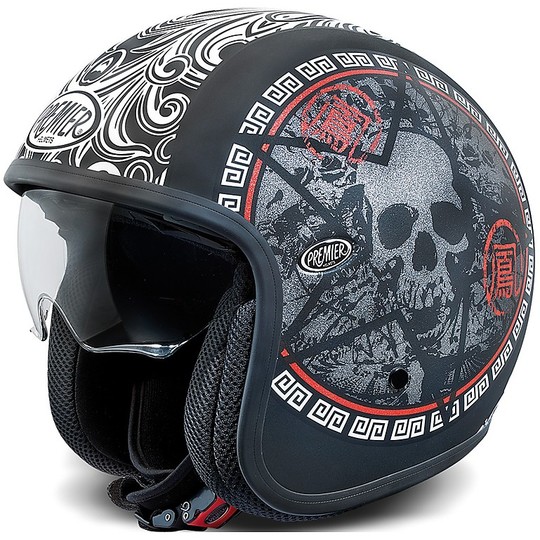 VINTAGE EVO SK 9 BM Motorradoptik-Helm mit Jetoptik in Schwarz matt